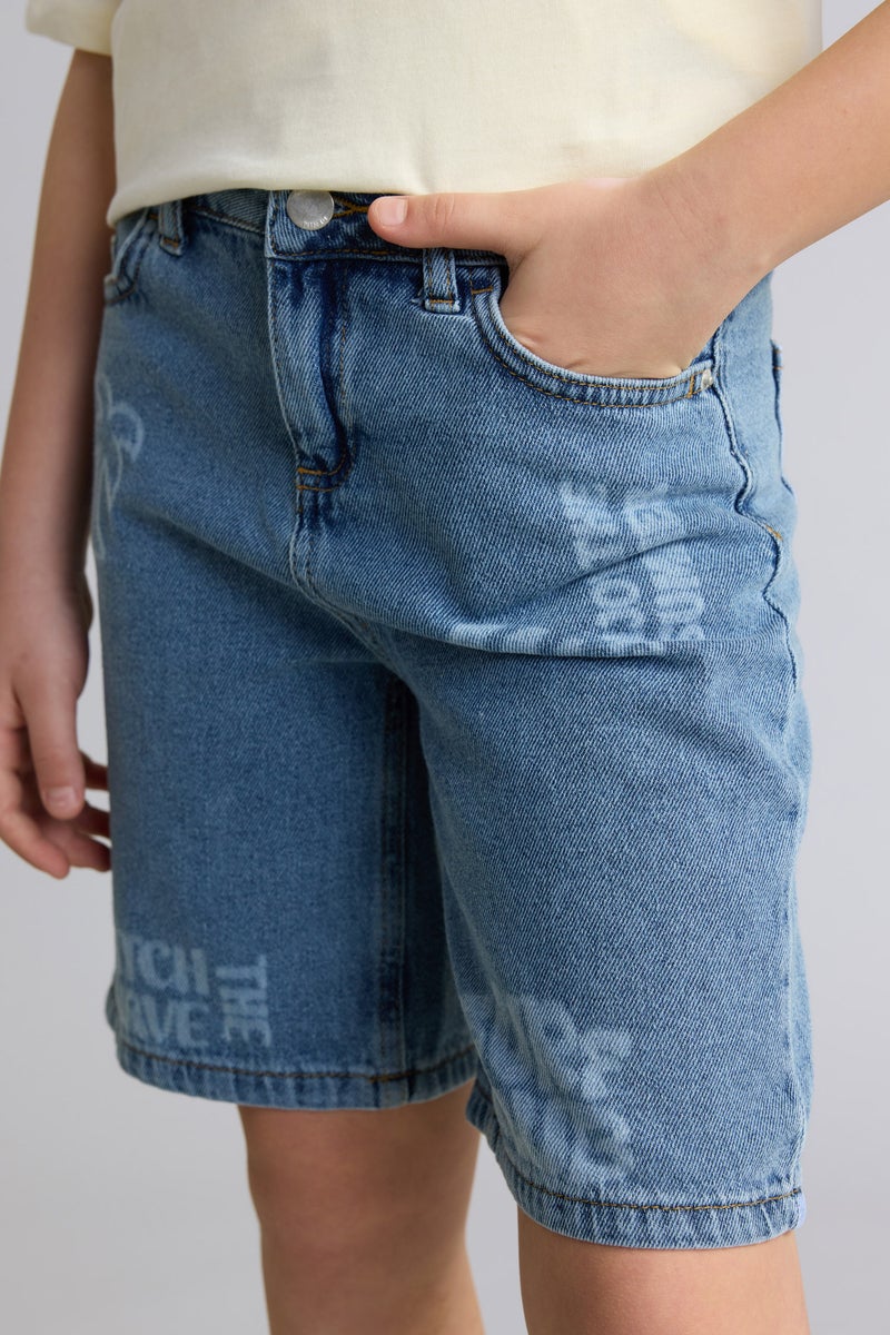 DeFacto Blue Boy Boy 100% Cotton Denim Shorts Casual - Image 4
