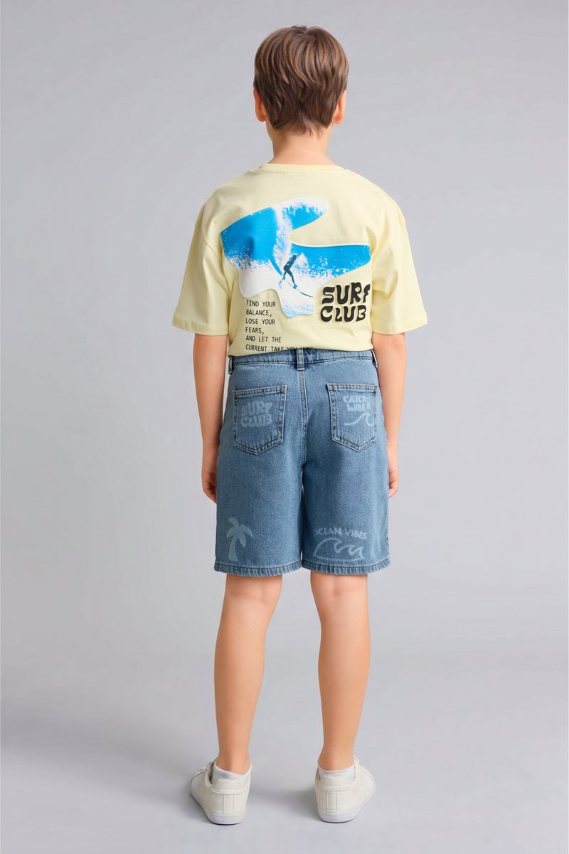 DeFacto Blue Boy Boy 100% Cotton Denim Shorts Casual - Image 5