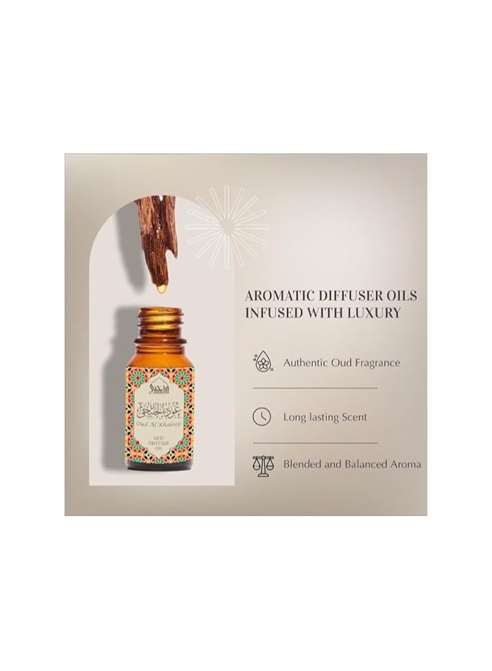 Dukhni Oud Al Khaleeji Diffuser Oil Blend | 3 x 10ml Arabic Oil for diffuser & humidifier | 100% Pure Halal Oils | Relax with home aromatherapy, for relaxation, massage & candle making - Image 2