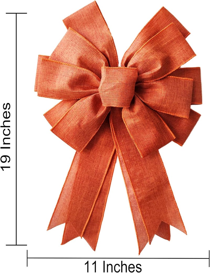 Voeveca Large Fall Bow Wreath Thanksgiving Decor Buffalo Bows for Indoor Outdoor Orange Wreath Holiday Fall Decorations and All Kinds of Holiday Backdrops Decorations… (1, Orange) - Image 4