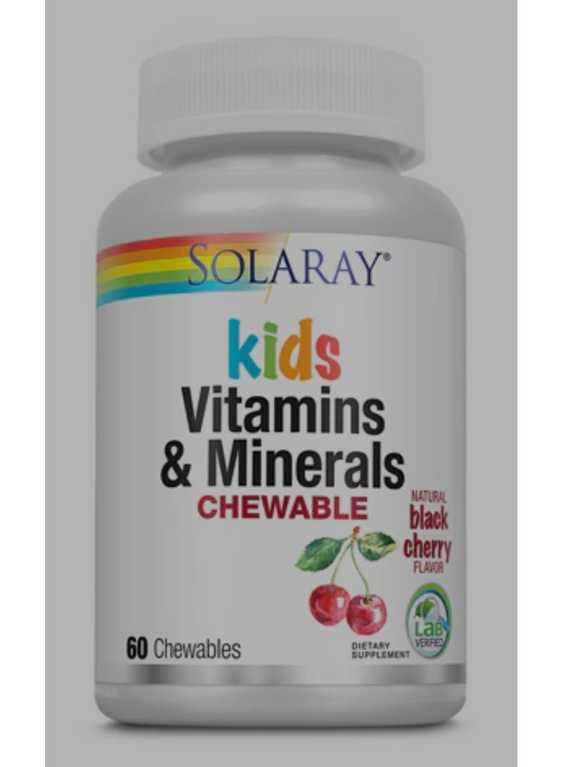 Solaray, Kids Vitamins & Minerals Chewable, Natural Black Cherry, 60 Chewables