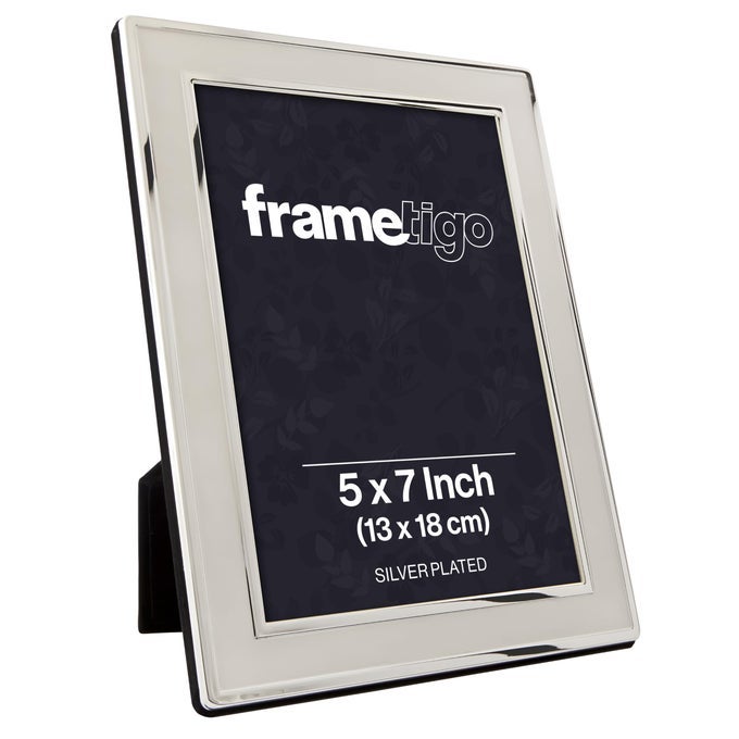 Silver Plated Plain Satin Photo Frame 5x7 13x18cm Photo Size Velvet Frame Backing Stand Real Glass Window TarnishResistant Landscape or Portrait Orientation