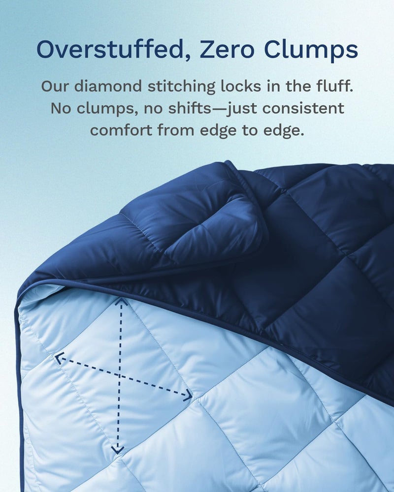 ViscoSoft All Seasons Twin XL Down Alternative Reversible Quilted Comforter - Breathable Premium Extra Long Soft Microfiber Duvet Insert Light Blue/Navy - Image 5