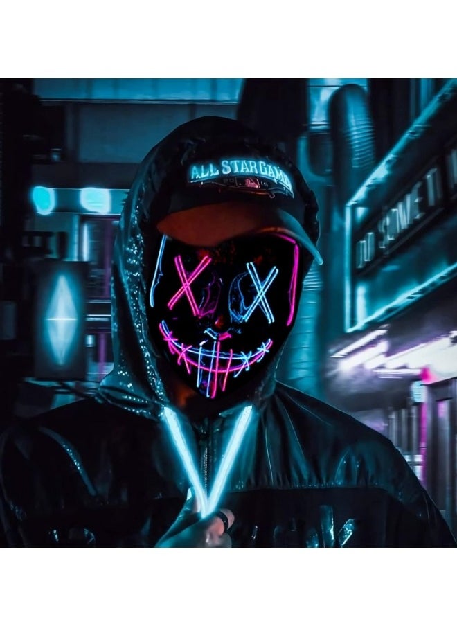 null - Led Mask with Gesture Sensing, LED Light Up Face Transforming Mask - Image 1