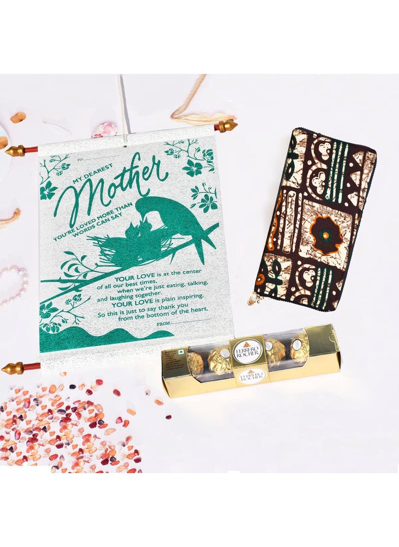 Saugat Traders - Saugat Traders Best Gift for Mother | Chocolate Gift Combo of Scroll Card and Hand Purse | Useful Gift for Mother In Law, Mummy | Mother's Day | Birthday - Image 1