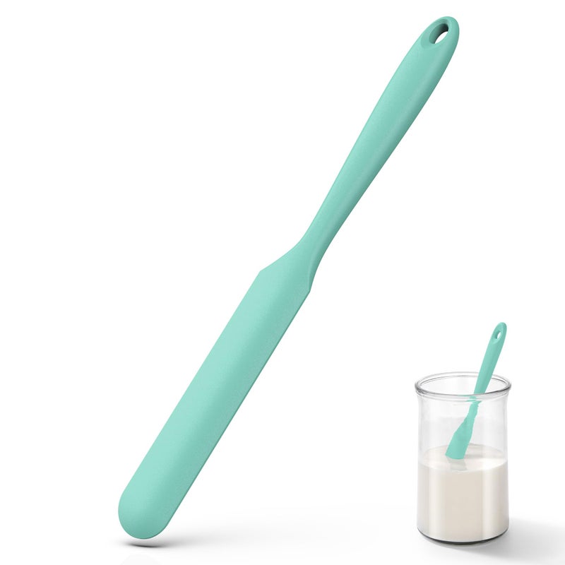 UTaste Skinny Silicone Jar Spatula 600F HeatResistant FoodGrade 10in Long Narrow Sourdough Stirring Stick Seamless Flexible Peanut Butter Spreader for Scraping Icing Bread Cream Jam Aqua Sky