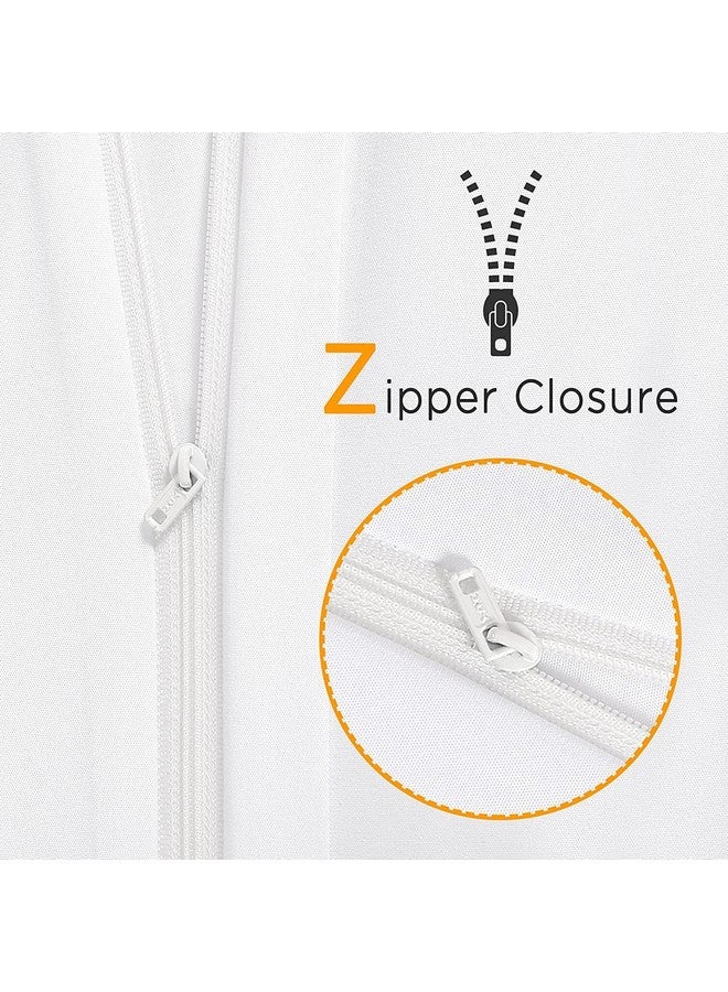 EASY BEDDING أغطية سرير سهلة 300 TC بلمسة رافل صلبة بلونين مع غطاء لحاف/رازاي/بطانية مع 2 غطاء وسادة - 100% قطن (إغلاق بسحاب) مجموعة 3 قطع غطاء رازاي، ناعمة وخفيفة الوزن - حجم كوين أبيض - Image 5