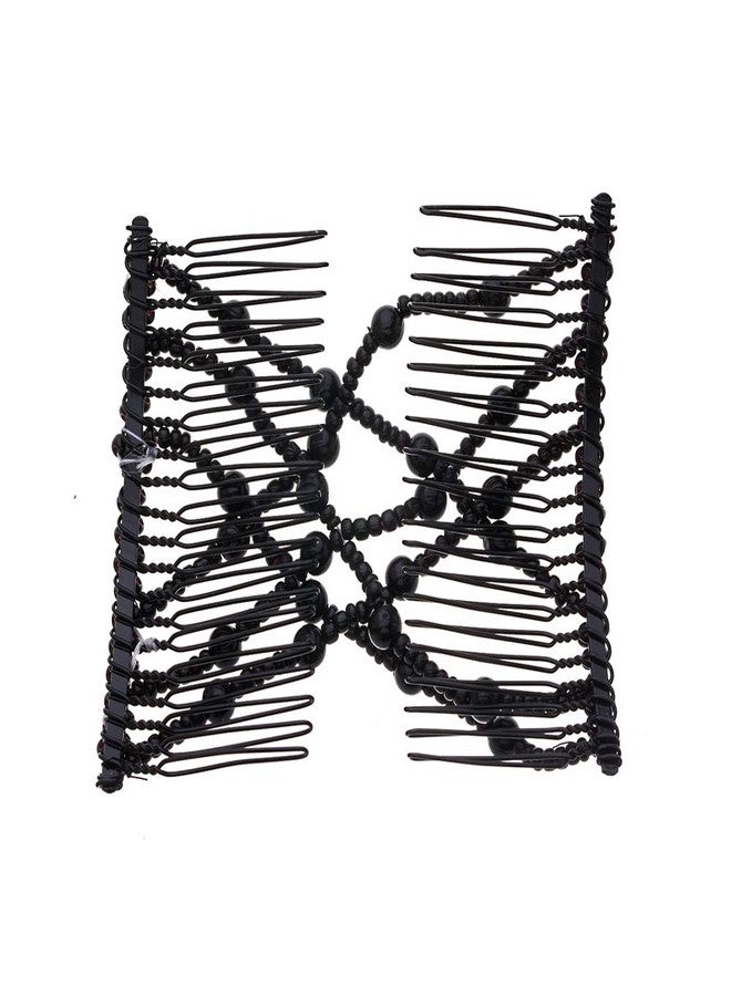 Ruihfas Easy Stretch Comb Beaded Double Stretching Combs Hair Styling Accessories for Women Girls Hair Bun Maker (Black) - Image 4