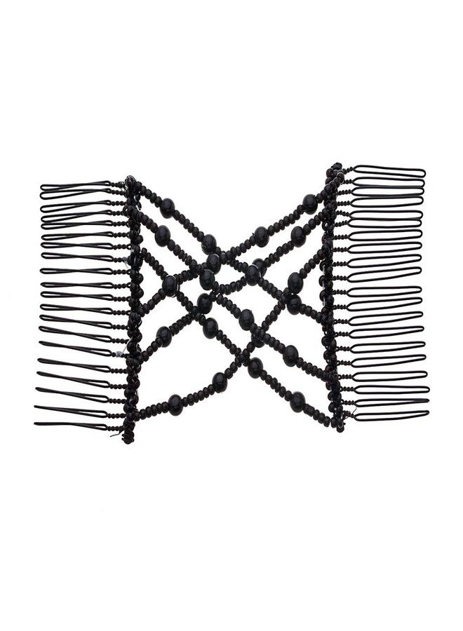 Ruihfas Easy Stretch Comb Beaded Double Stretching Combs Hair Styling Accessories for Women Girls Hair Bun Maker (Black) - Image 5