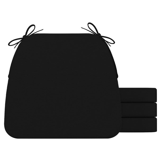 DSHAPED CHAIR CUSHIONS 2 THICK DINING CHAIR PADS WITH TIES AND REMOVABLE MACHINEWASHABLE COVER 17 X 16 SET OF 4 BLACK