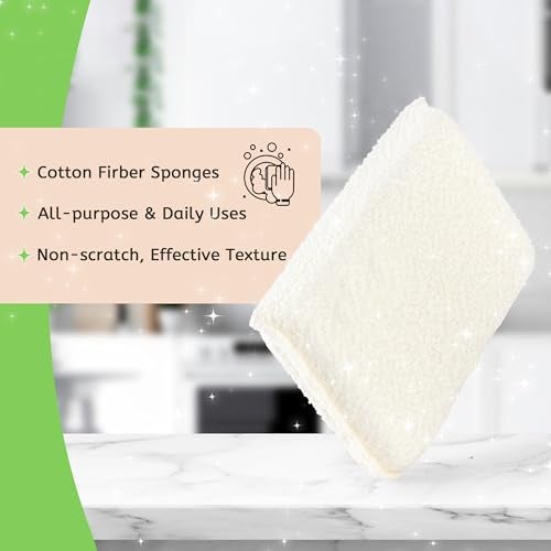 cleanlogic Practical Matter Kitchen Sponge, Organic Cotton Fiber All-Purpose Dish Sponges for Washing Dishes and Cleaning All Surfaces, Durable Non Scratch Scrub, 6 Count Value Pack - Image 2