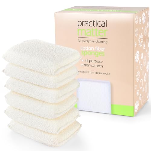 cleanlogic Practical Matter Kitchen Sponge, Organic Cotton Fiber All-Purpose Dish Sponges for Washing Dishes and Cleaning All Surfaces, Durable Non Scratch Scrub, 6 Count Value Pack - Image 1