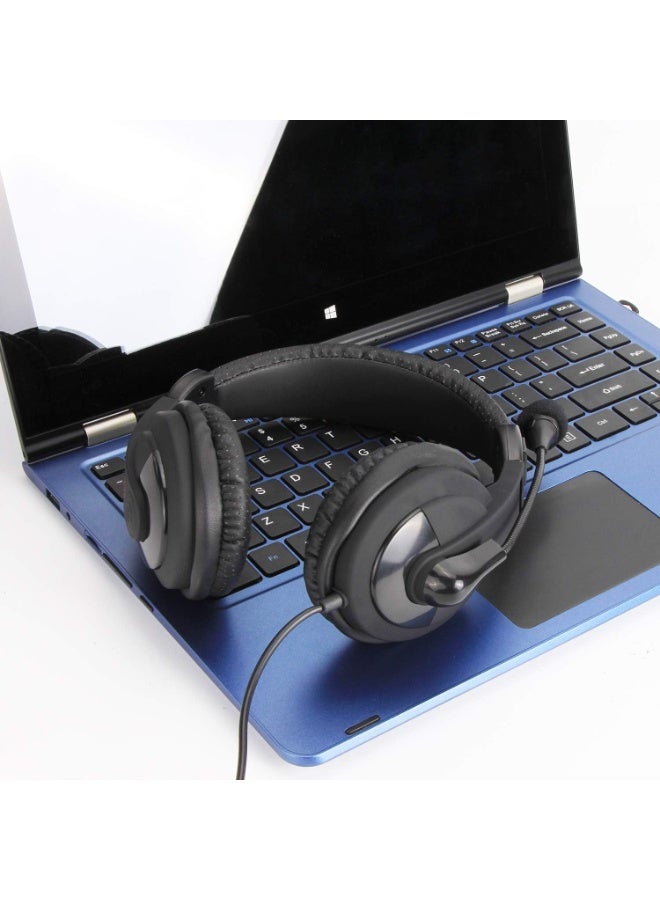 VCOM USB Headset with Microphone - Wired Over Ear Stereo PC Headphones with Volume Control & Mute Button, Lightweight for Computer Laptop Office School Call Center Skype Conference Online Chat (Black) - Image 3