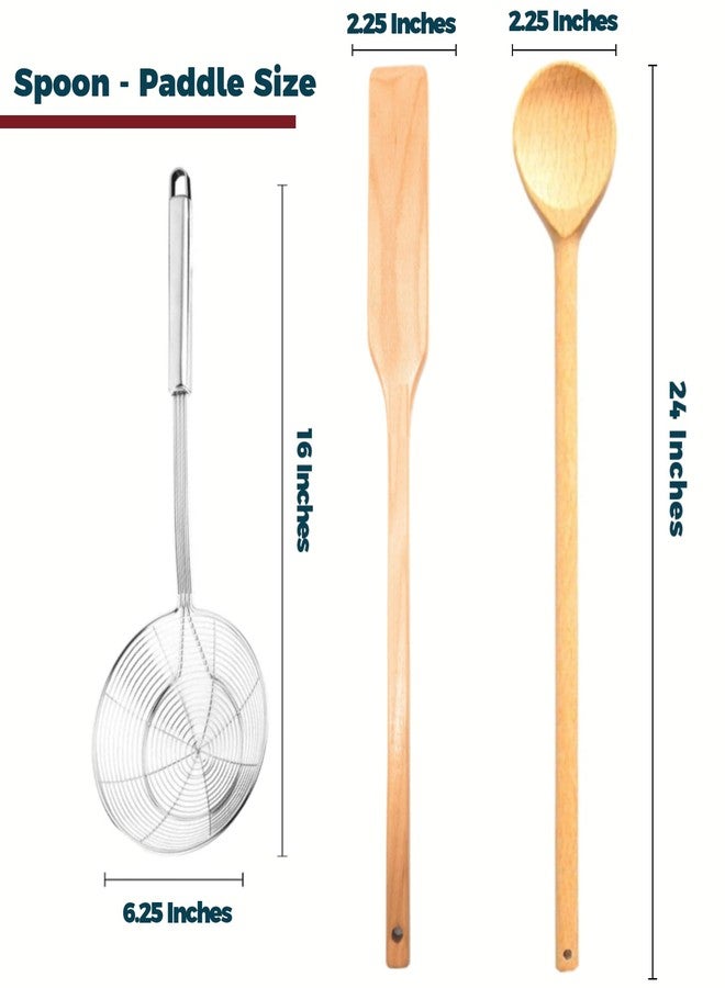 Ven-Trap Extra Long 24” Wooden Paddle + 24" Wood Spoon +16” Stainless Steel Strainer Skimmer, Stirring Utensils, Cooking, Mixing, Home Brewing Stock Pots Cajun Crawfish, Seafood and Crab Pot Boil Accessories - Image 2