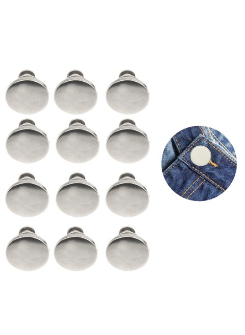 Jean Buttons pins, No Sew Instant Replacement Button，Adjustable 17mm Pants Buttons Kit, Set of 12
