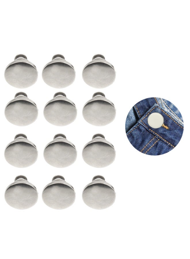 Jean Buttons pins, No Sew Instant Replacement Button，Adjustable 17mm Pants Buttons Kit, Set of 12