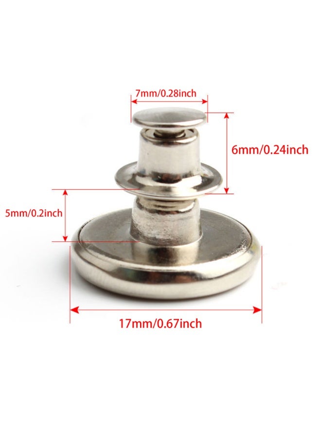 Jean Buttons pins, No Sew Instant Replacement Button，Adjustable 17mm Pants Buttons Kit, Set of 12
