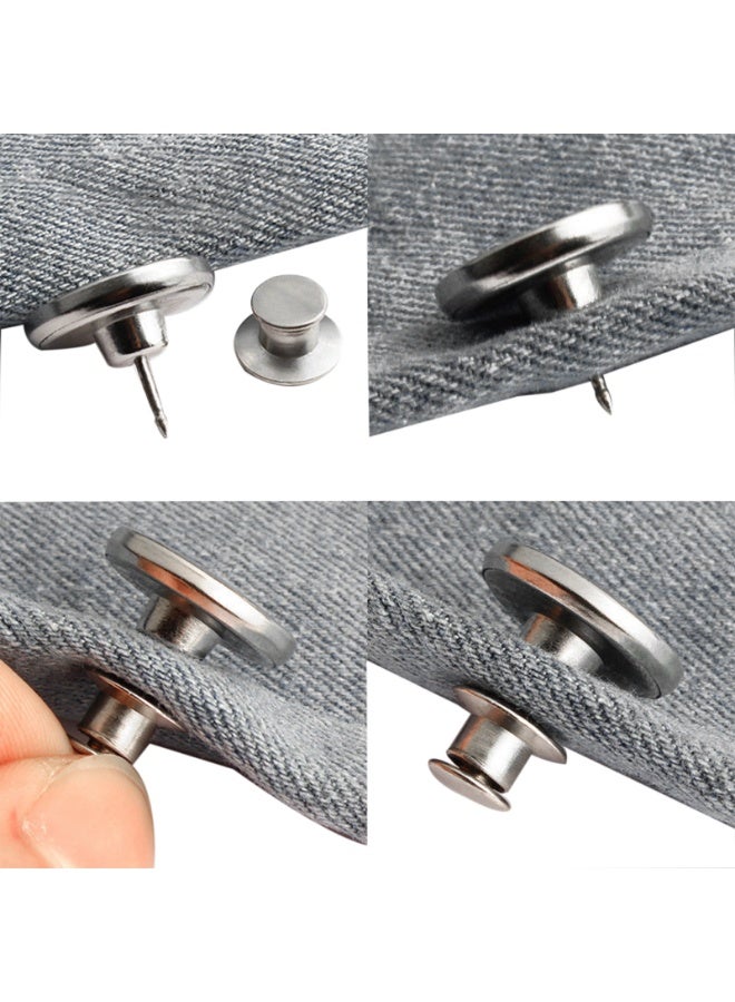 Jean Buttons pins, No Sew Instant Replacement Button，Adjustable 17mm Pants Buttons Kit, Set of 12
