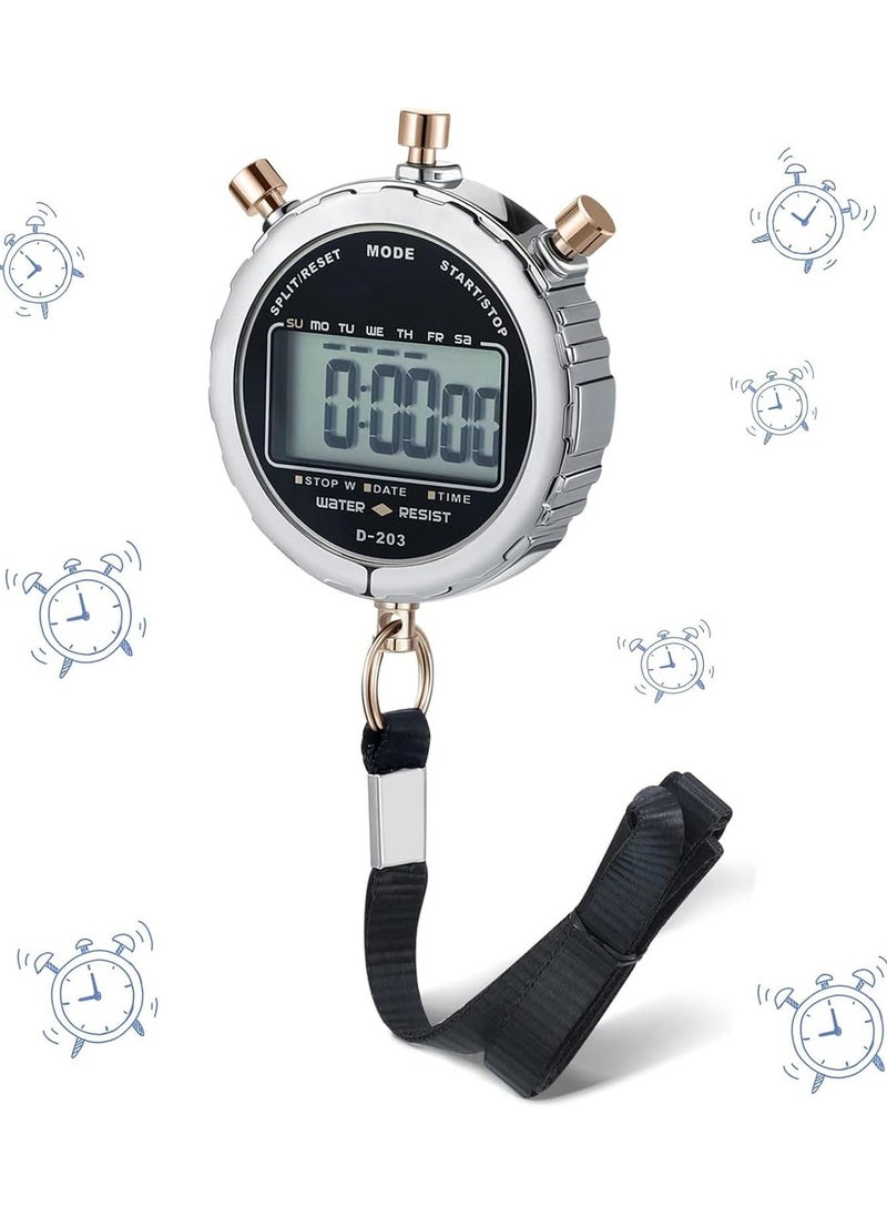 Generic - Digital Stopwatch, 2 PCS Metal Waterproof Stop Watch, Sports Stopwatch Timer 1/100th Second Handheld Chronograph with Large Display Shockproof Stopwatch for Coaches Swimming Training Competition - Image 1