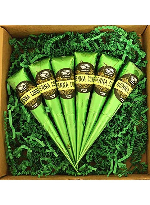 The Henna Guys The Henna Guys 100 Natural Ready to Use Henna Cones For Redish Brown Hair Dye  Perfect for Spot hair coloring 6 Pack 