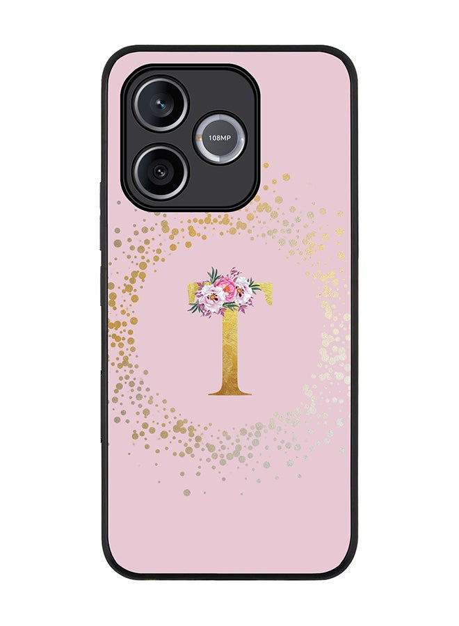 Stylizedd For Honor 600 Lite / 500 Smart / Honor X80i Case,Slim fit Camera Protection, Shockproof Thin Phone cover  - Custom Monogram Floral - T  (Pink ) - Image 1