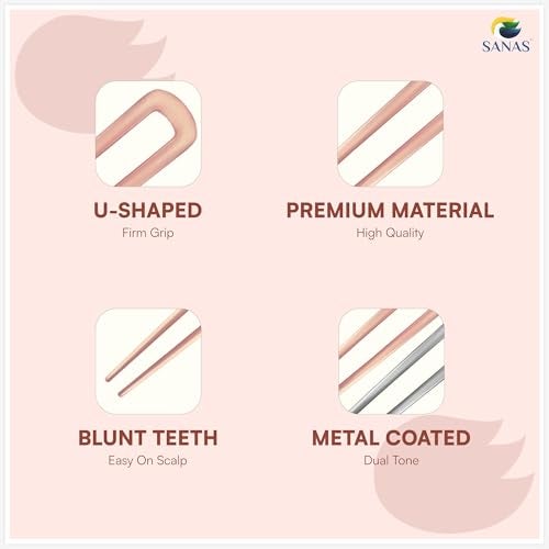 Sanas Hair Stick For Bun (2Pcs) Juda Pin French Hair Pin Bun Stick For Hair Juda Pins For Hair Bun French Pins Korean Hair Pin For Bun Korean Accessories For Women (2Pcs) (Grey & Rose Gold) - Image 3