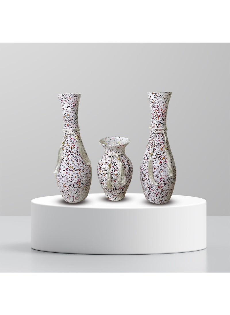 Generic - ✅ A 3-piece vase made of glass in a modern shape suitable for all styles of dried flowers. Suitable decor for the living room, bedroom and home in a modern shape (off-white) - Image 1