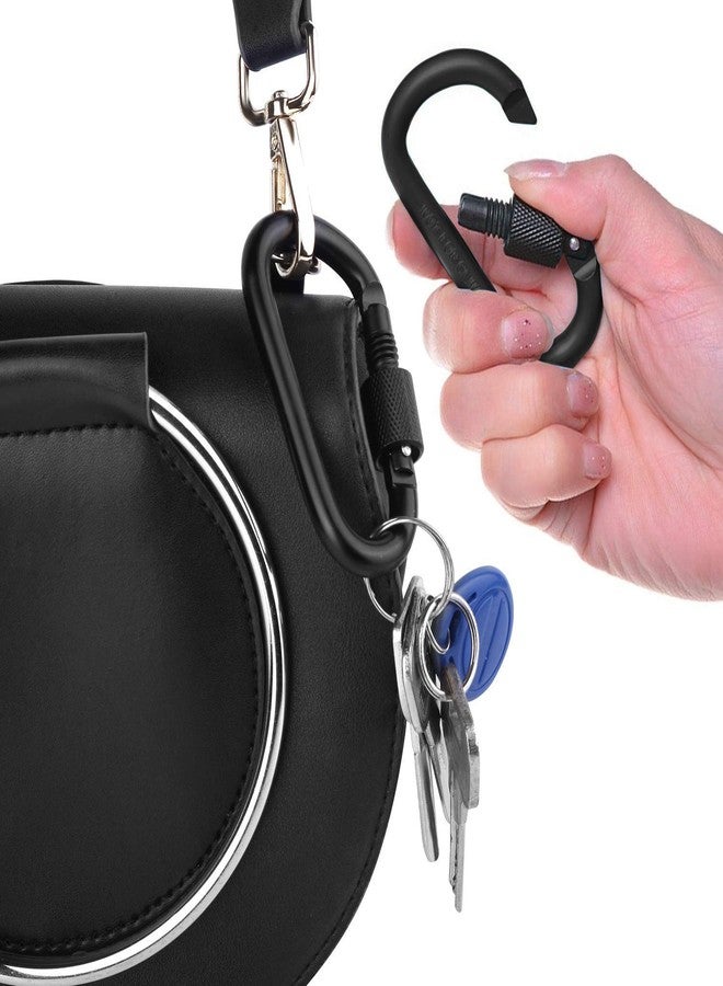 Vonpri SHOWAY 8PCS Locking Carabiner Clip, Caribeaner Clips Black D Ring Spring Snap Key Chain Hook 3" Screw Gate Hook Travel Aluminum Carabiners - Image 3