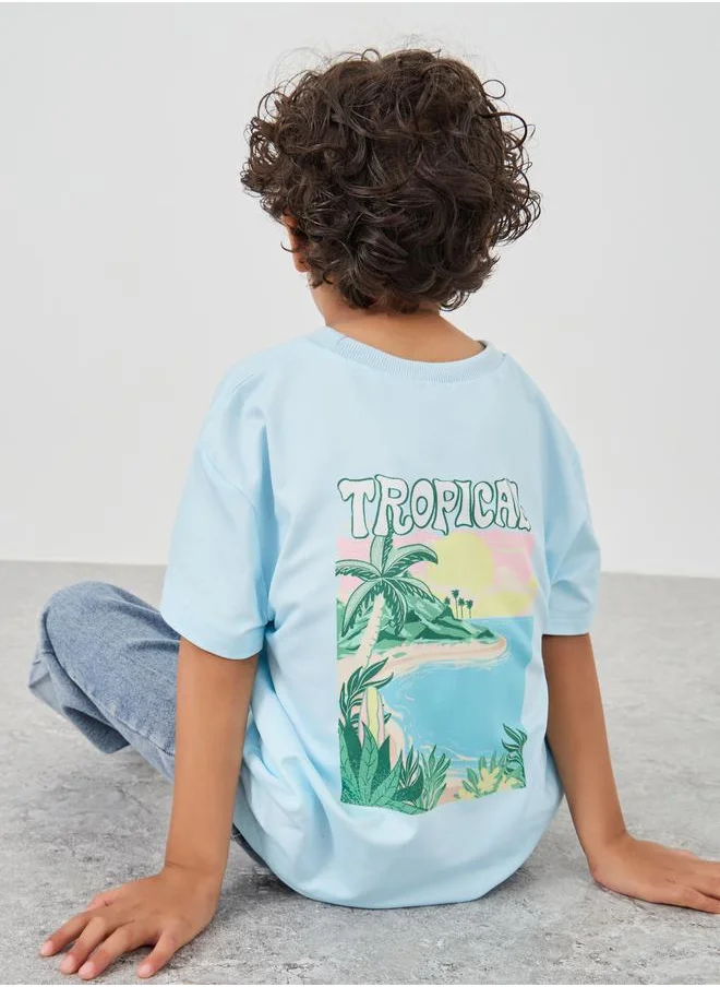 ستايلي Styli Graphic Print Short Sleeve T-Shirt