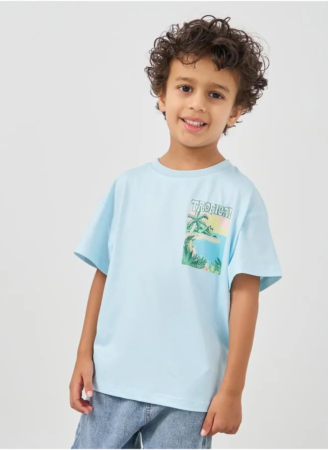 ستايلي Styli Graphic Print Short Sleeve T-Shirt
