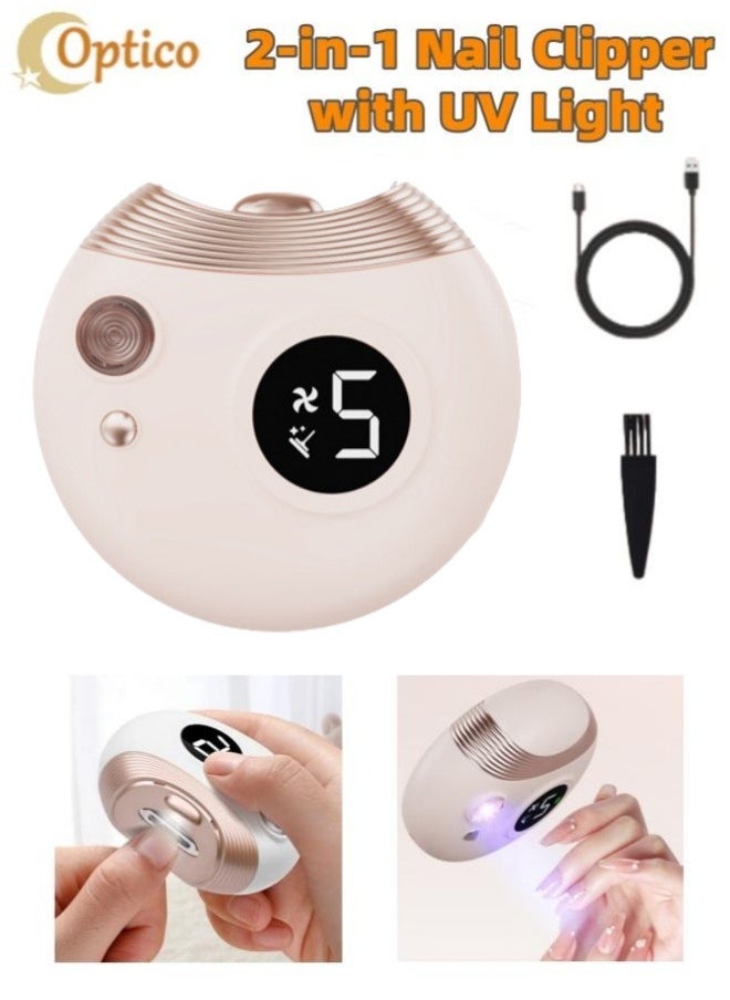 Optico Electric Nail Clipper, 2-in-1 Baby Nail Trimmer with UV Light 2-Speed Fingernail Cutter Safety Nail Grinder Multifunctional Nail Tools, Low Noise Working,  for Adult, Kids, Seniors  - Image 1