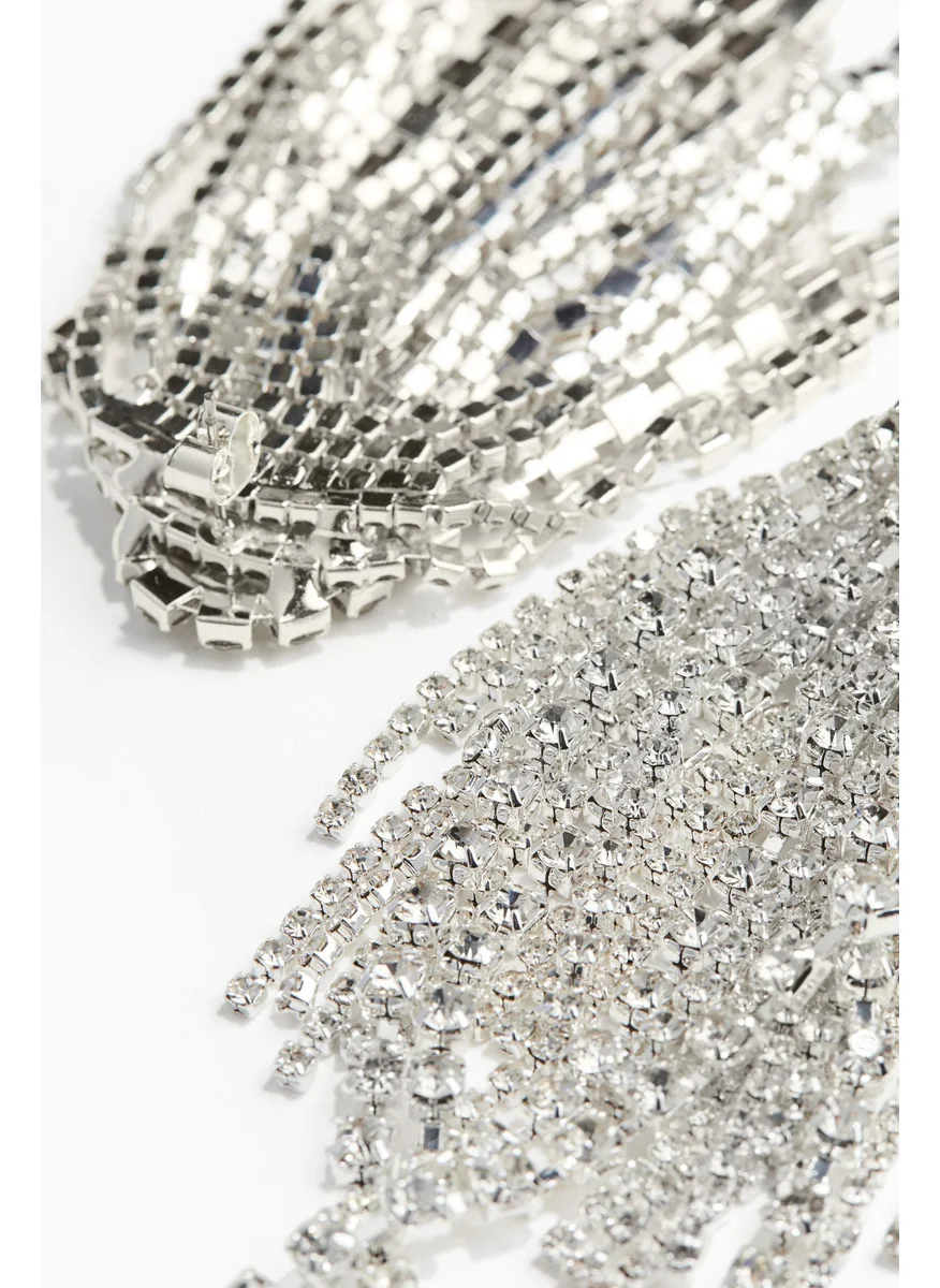 اتش اند ام Rhinestone-Chain Earrings