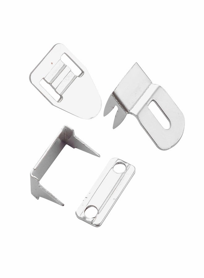 Jyoti Trouser Hook - 4 Part 4 Pin (100 Sets of Steel Material & Nickel Finish in a Pouch), Used in Frocks/Short/Pants/Dresses/Skirt/Slack/Sweaters/Garments, Also Used for Making DIY Items - Pack of 1 - Image 1