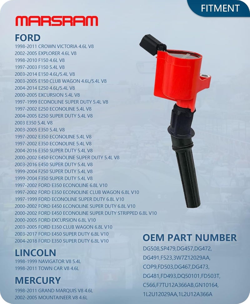 Marsram Ignition Coil Pack DG508 Set of 8 for Ford Mercury Lincoln V8 Engines - Image 2