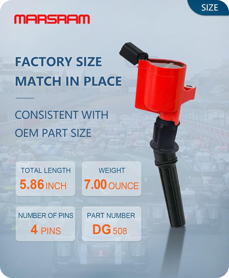 Marsram Ignition Coil Pack DG508 Set of 8 for Ford Mercury Lincoln V8 Engines - Image 5