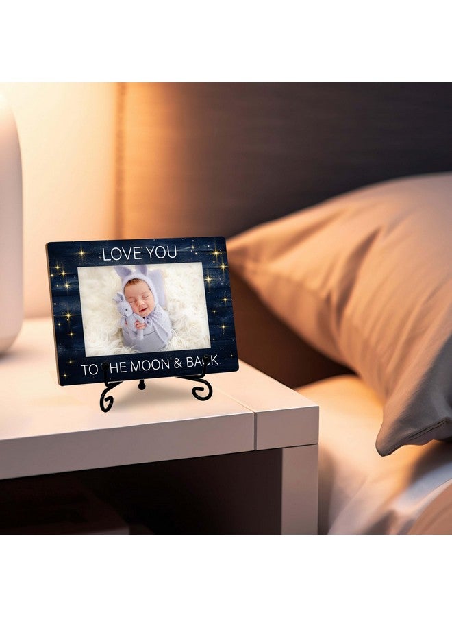 SSQBZU Baby Picture Frame - Love You To The Moon & Back - Displays 4x6 Photo, Rustic Wooden Frame, 8x5.8 inches - Image 4