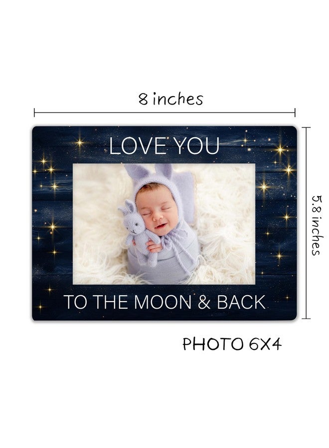 SSQBZU Baby Picture Frame - Love You To The Moon & Back - Displays 4x6 Photo, Rustic Wooden Frame, 8x5.8 inches - Image 2