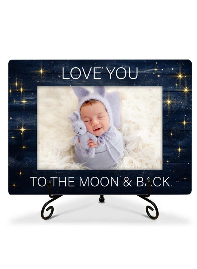 SSQBZU Baby Picture Frame - Love You To The Moon & Back - Displays 4x6 Photo, Rustic Wooden Frame, 8x5.8 inches - Image 1
