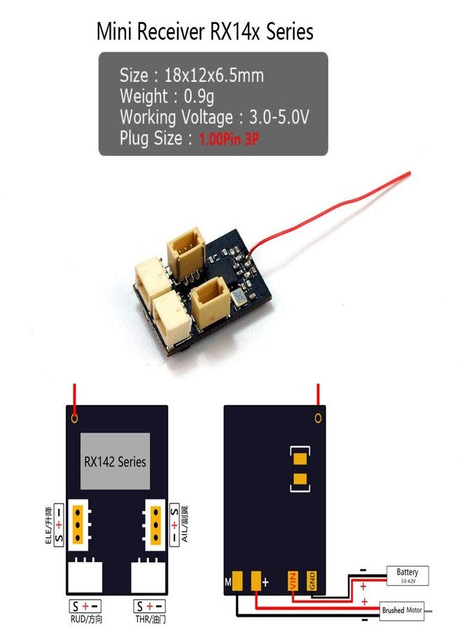 VilogaRC 2.4G 4CH/5CH/6CH/7CH Mini Receiver Built-in Brushed/Brushless ESC Regulator (RX144) - Image 3