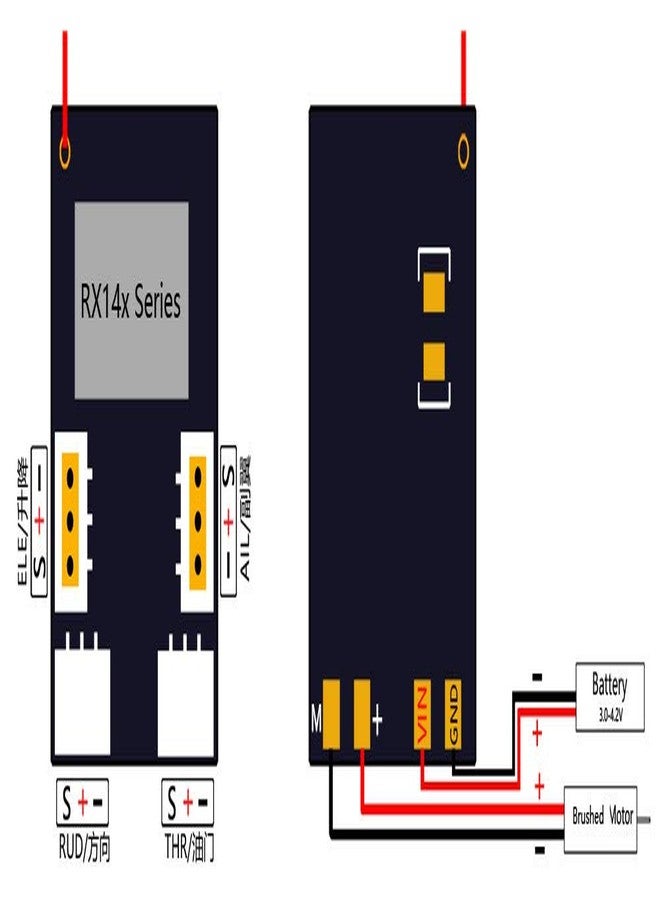 VilogaRC 2.4G 4CH/5CH/6CH/7CH Mini Receiver Built-in Brushed/Brushless ESC Regulator (RX144) - Image 4