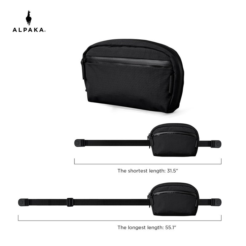 ALPAKA Flight Sling Bag 1L - Small Men's Crossbody Bag with Adjustable & Detachable Shoulder Strap - Tech Organizer Travel case, Waterproof Phone holder, Compact Bag, Black Axoflux 210D - Image 4