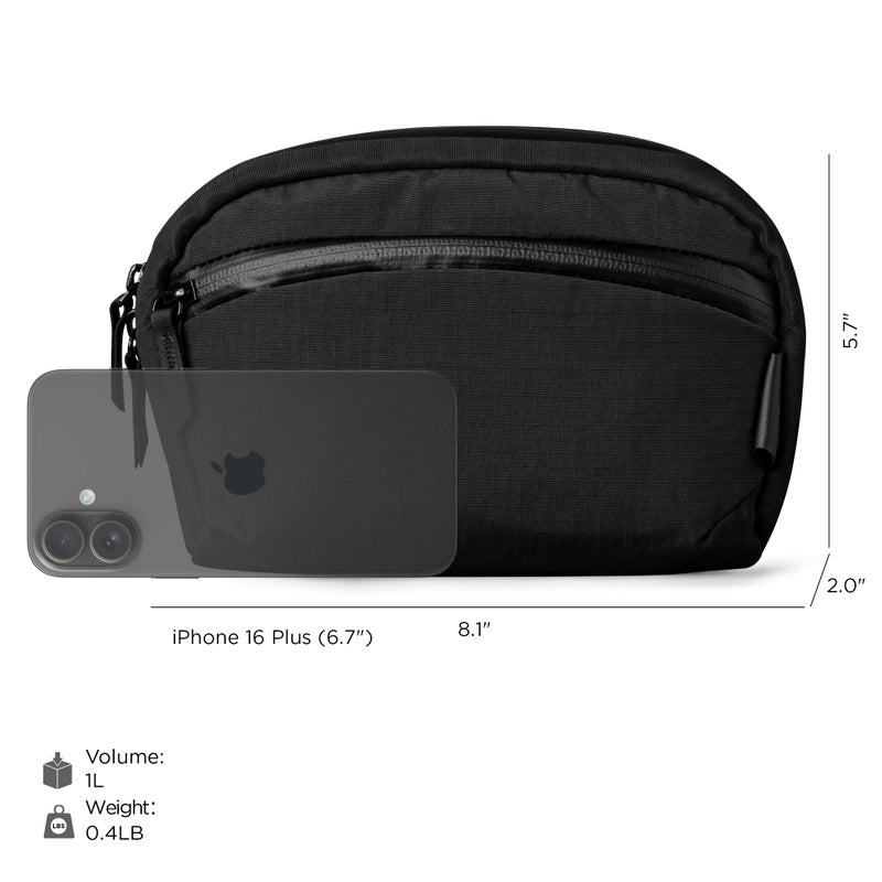 ALPAKA Flight Sling Bag 1L - Small Men's Crossbody Bag with Adjustable & Detachable Shoulder Strap - Tech Organizer Travel case, Waterproof Phone holder, Compact Bag, Black Axoflux 210D - Image 5