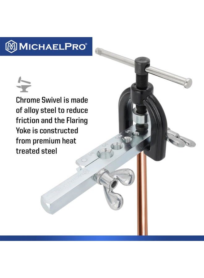 MichaelPro MP009090 Single and Double Flaring Tool Kit with Extra Adapters- Use on Aluminum, Copper, Soft Steel Brake Line and Brass Tubing - Image 3
