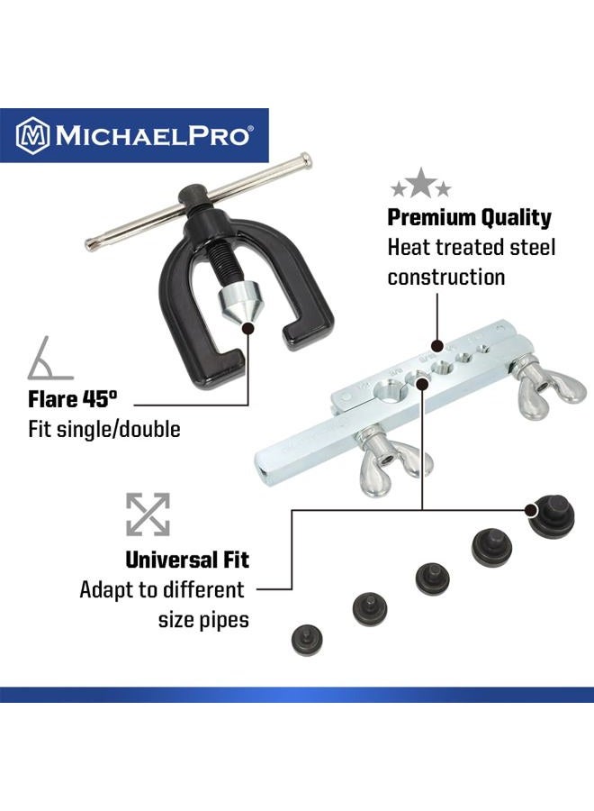 MichaelPro MP009090 Single and Double Flaring Tool Kit with Extra Adapters- Use on Aluminum, Copper, Soft Steel Brake Line and Brass Tubing - Image 2