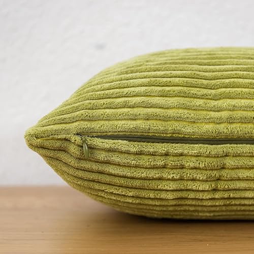 Guffaw/ Corduroy/Stripped/Luxury Cushion Covers Standard Size 16"X16" INCHES (4, Mehndi[Green]) - Image 3