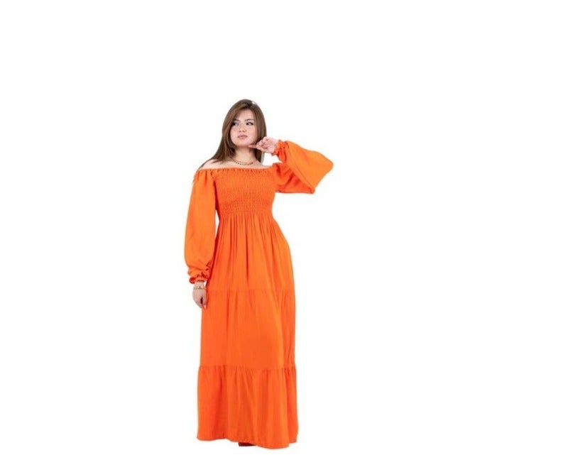 بيزيك وير كلاب فستان طويل بسيط قطن ريون من Basic wear club - Image 2