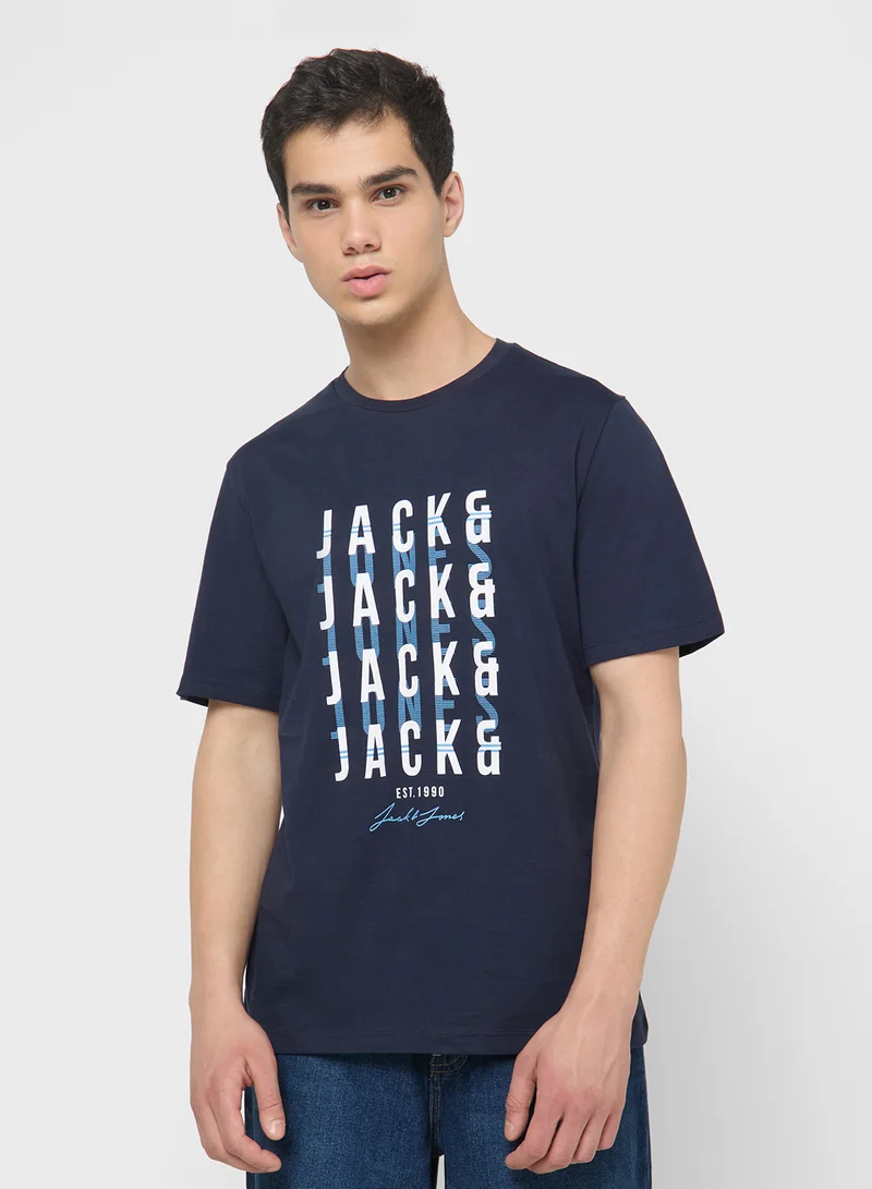 JACK & JONES Jorsplit Logo Crew Neck T-Shrt