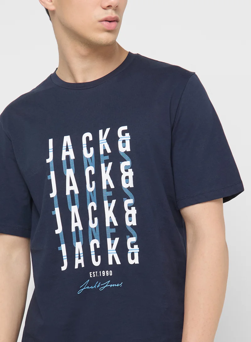 JACK & JONES Jorsplit Logo Crew Neck T-Shrt