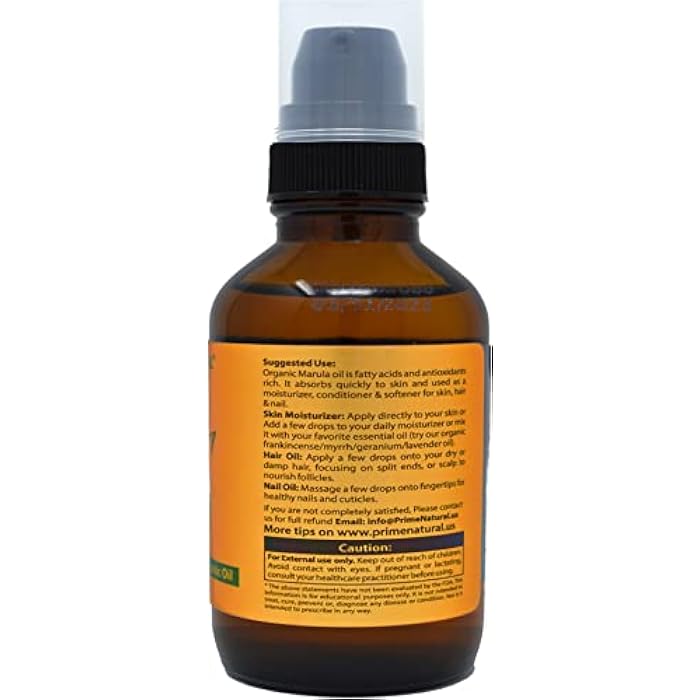 PRIME NATURAL Organic Marula Oil 4oz/120ml - USDA Certified - Cold Pressed, Unrefined, Virgin - 100% Pure, Natural, Vegan, Best for Face, Body, Hair, Nails, Skin Care - Image 2