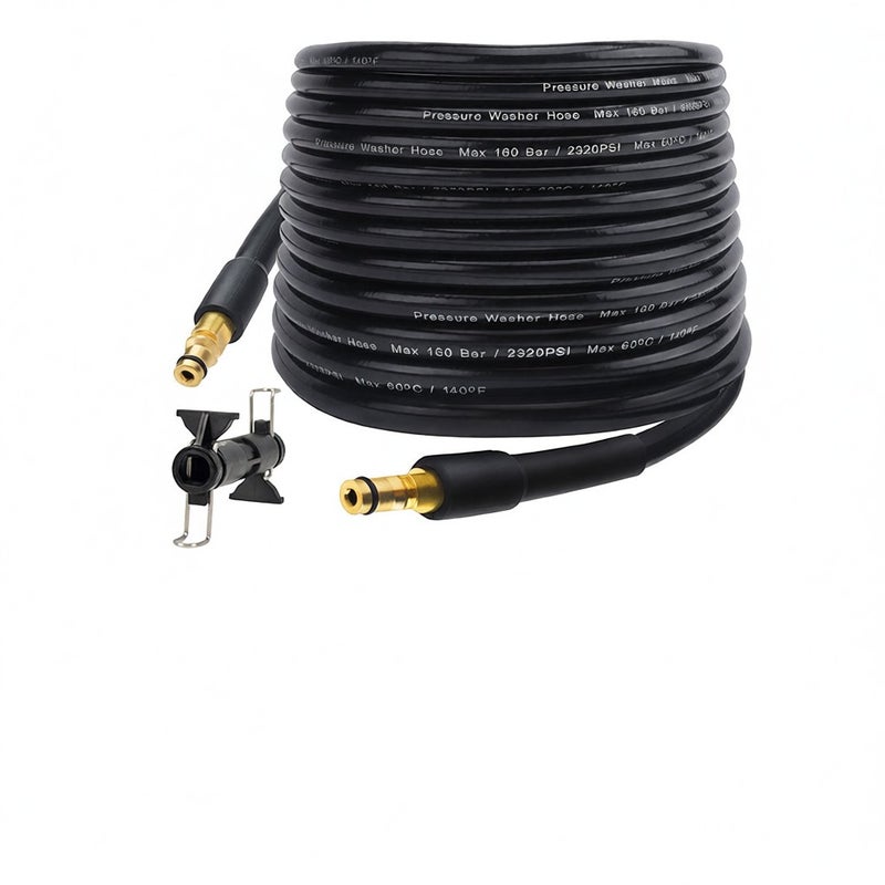 Pressure Car Washer Hose PVC Extension Hose 10m Three Layer Explosion-proof and Ultra Wear-resistant Pressure Washer Hose 10m 160bar 2320psi Replacement for Karcher K2-K7 with Extension Connector - Image 4